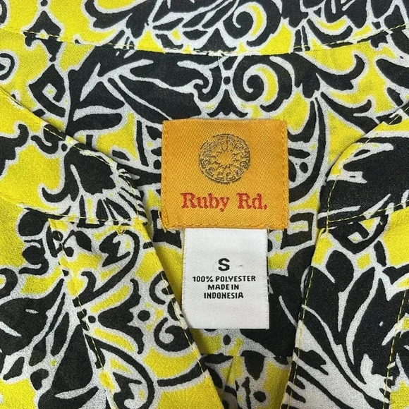 Ruby Rd. bold floral blouse size small high low front tie lightweight sheer - Picture 5 of 9